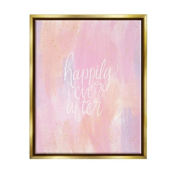 Happily Ever After Pastel Romance Inspirational Graphic Art Metallic Gold Framed Art Print Wall Art