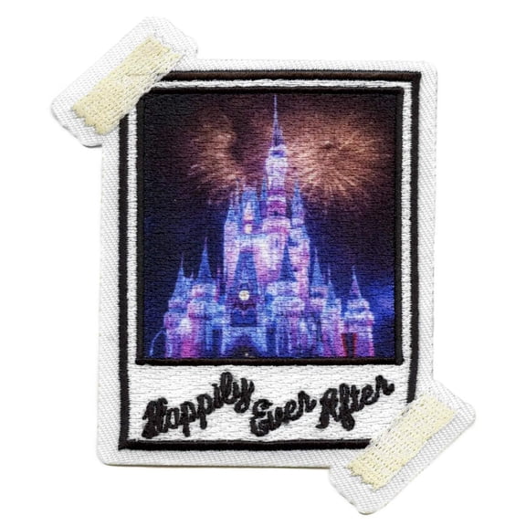 Happily Ever After Picture Polaroid Patch Scrapbook Memory Castle Embroidered Iron on