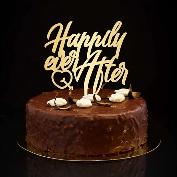 Happily Ever After Cake Topper Gold Wedding Mr & Mrs Cake Toppers Custom Silhouette Elegant Bride And Groom Cake Topper For Wedding Bridal Shower Wedding Decor Engagement Gifts For Couple