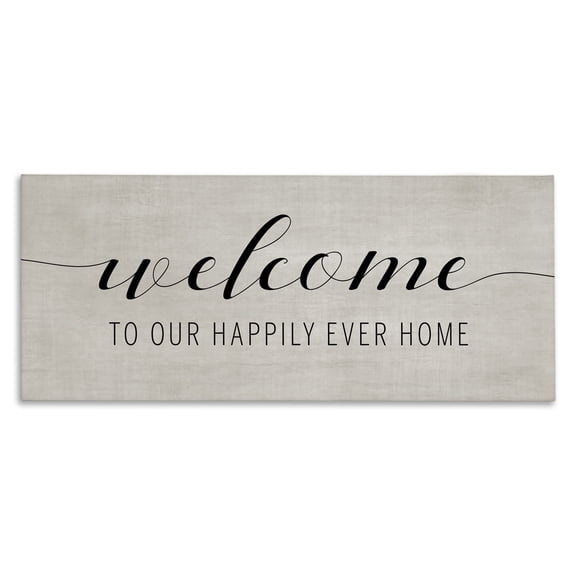 Stupell Industries Happily Ever Home Welcome Canvas Wall Art, design by Amanda Murray, 13 x 30