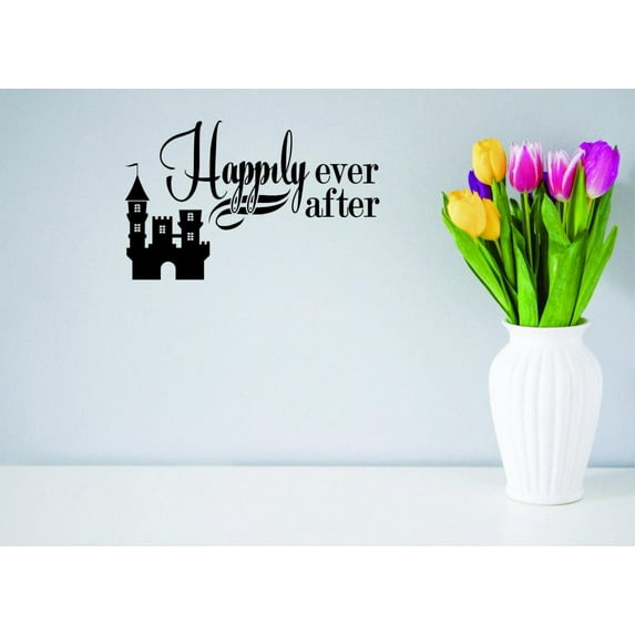Happily Ever After Princess Girls Love Beautiful Crown Prince Unicorns Royalty Sweet Dreams Decorating Holiday Gift Ideas Girl Boy Bedroom Wall Decal Sticker - Size: 21 Inch x 38 Inch