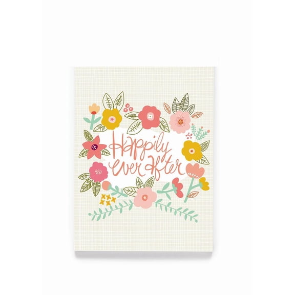 Happily Ever After Wedding Card Floral Design Greeting Card Blank Inside for Personal Messages Perfect for Weddings, Anniversaries, or Celebrations