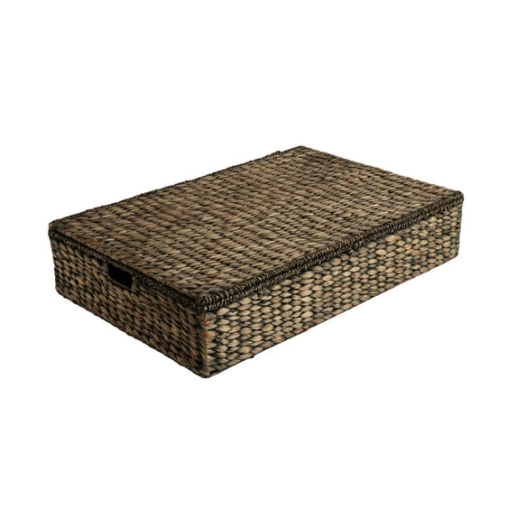 happimess BSK2015B Holden 30" Classic Costal Hand-Woven Hyacinth Wicker Under Bed Storage Basket with Lid, Brown