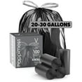 thumbnail image 1 of happimess 30-Gallon (114L) Drawstring Unscented Trash Can Liner, Black (100-Count, 4-Rolls of 25 Liners), HPM3000V-BLACK, 1 of 5