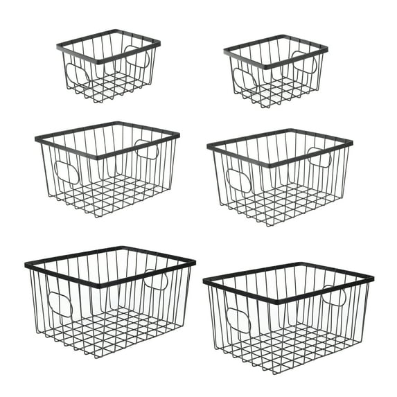 happimess BSK3001A-6SET Camden Vintage Industrial Handmade Wire Metal Nesting Storage Baskets, Black (Set of 6)