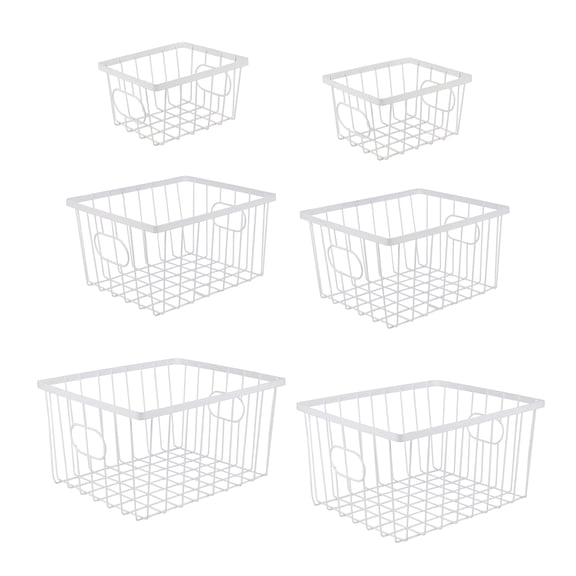 happimess BSK3001B-6SET Camden Vintage Industrial Handmade Wire Metal Nesting Storage Baskets, White (Set of 6)
