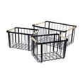 thumbnail image 1 of happimess BSK3003A-3SET Henley Vintage Farmhouse Handmade Wire Metal Nesting Storage Baskets with Jute Wrapped Handles, Black (Set of 3), 1 of 6