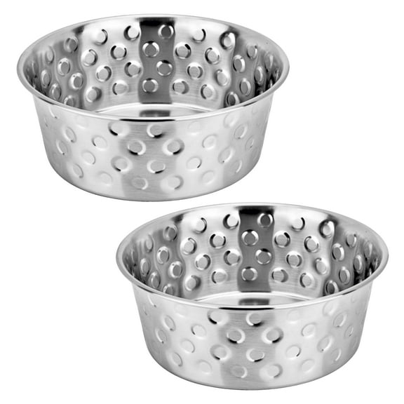 Happinesque 2Pc Heavy Gauge Stainless Steel Dog & Cat Bowls, Anti Skid, 5 Cups (Elegant Candy Dots)