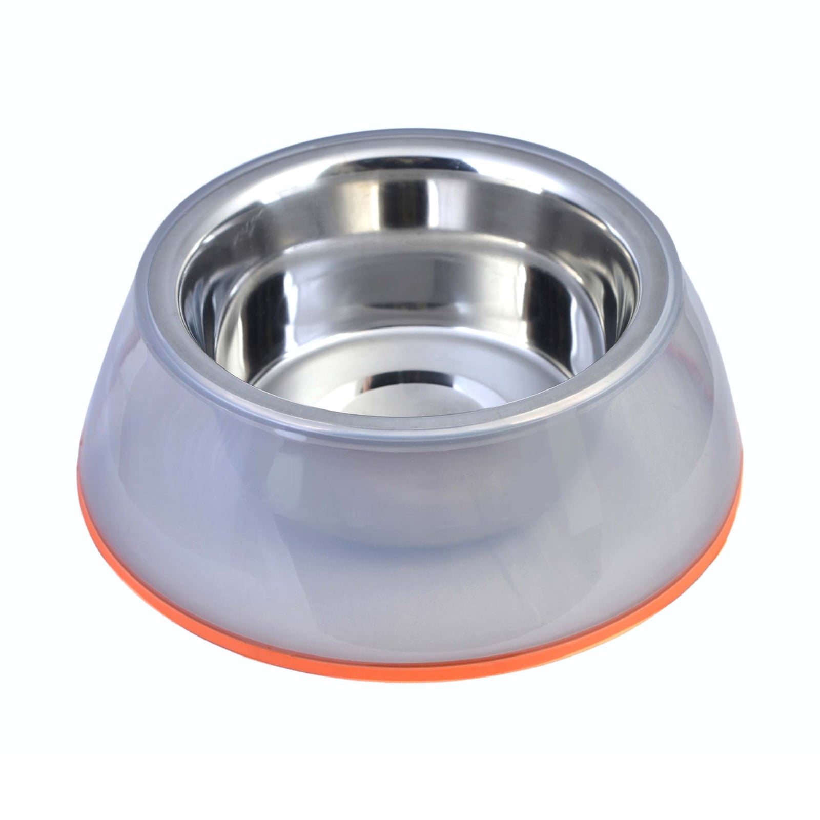 Happinesque 1Pc Stainless Steel Dog & Cat Bowl with Pellucid Plastic, Anti Skid, Non Tip, 8 Cups (Gray)