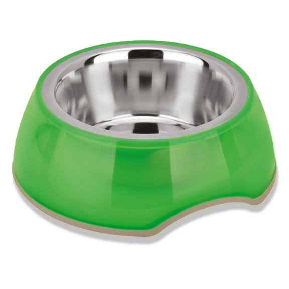 Happinesque 1Pc Stainless Steel Dog & Cat Bowl with Pellucid Plastic, Anti Skid, Non Tip, 4 Cups (Green)