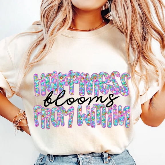 Happiness Blooms From Within T-Shirt, Awareness Shirt, Preppy Flower T-Shirt, Positive Affirmation Shirt, Motivational Women Tee