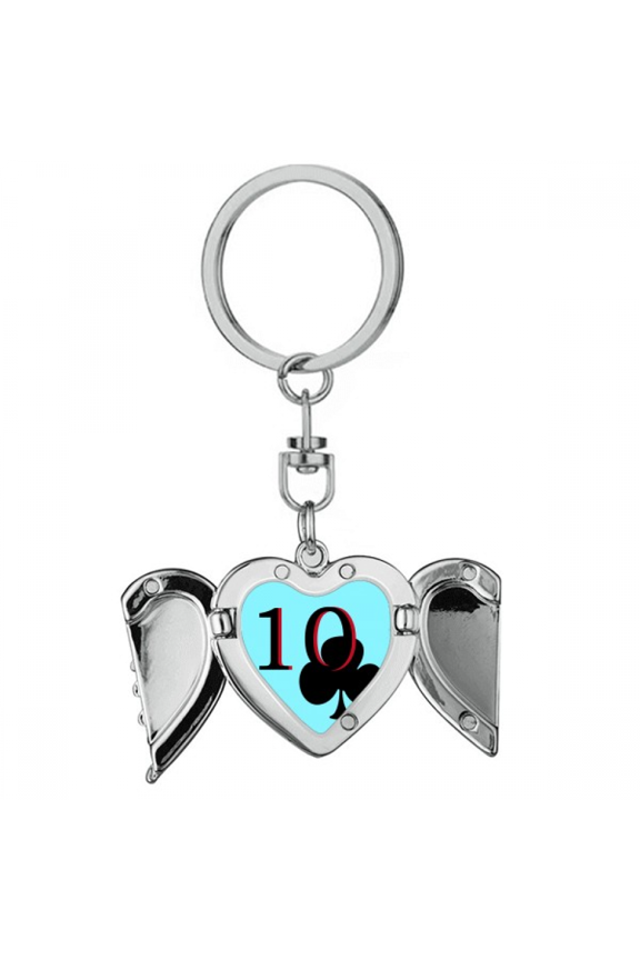 Happiness Club 10 Poker Heart Angel Wing Key Chain Holder
