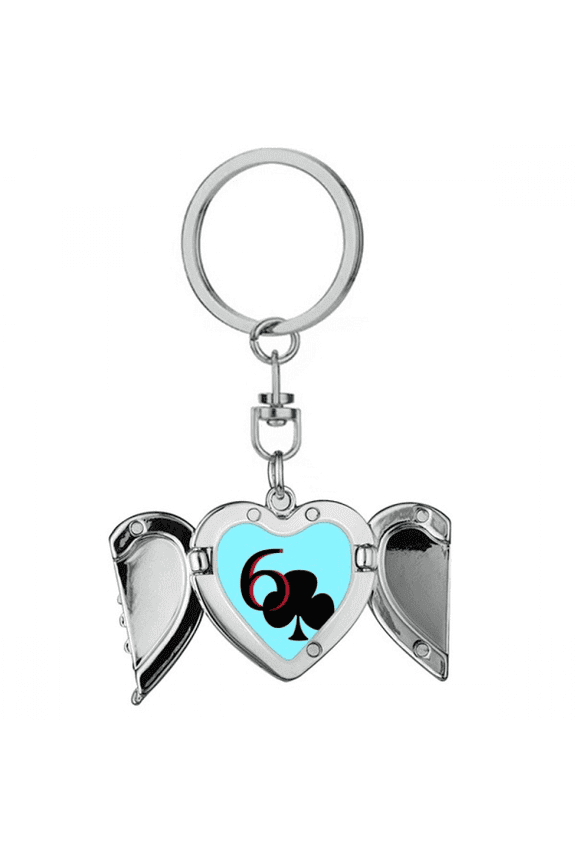 Happiness Club 6 Poker Heart Angel Wing Key Chain Holder