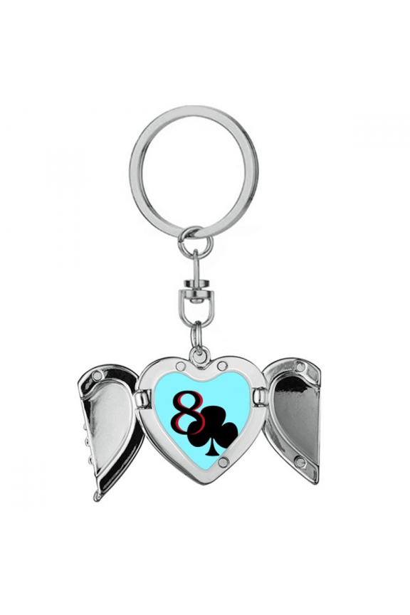 Happiness Club 8 Poker Heart Angel Wing Key Chain Holder
