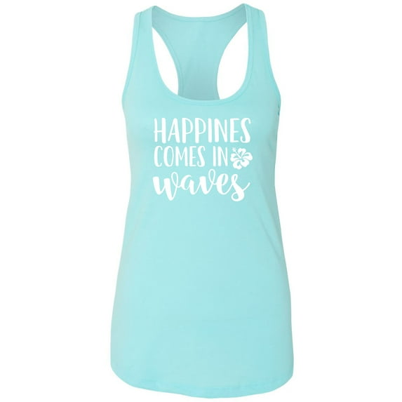 Happiness Comes In Waves Racerback Tank