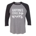 thumbnail image 1 of Happiness Comes In Waves Unisex 3/4 Sleeve Baseball Raglan Tee, 1 of 2