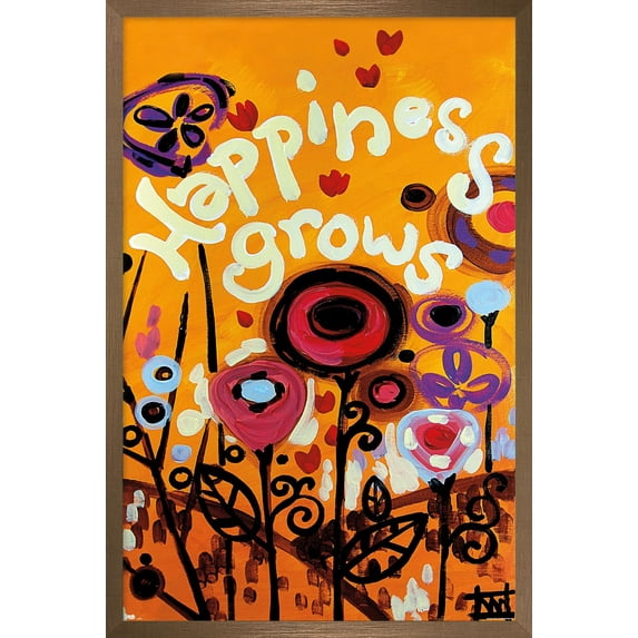 Happiness Grows Wall Poster, 14.725" x 22.375" Framed