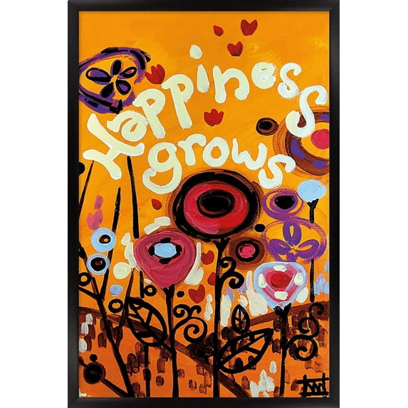 Happiness Grows Wall Poster, 22.375" x 34" Framed