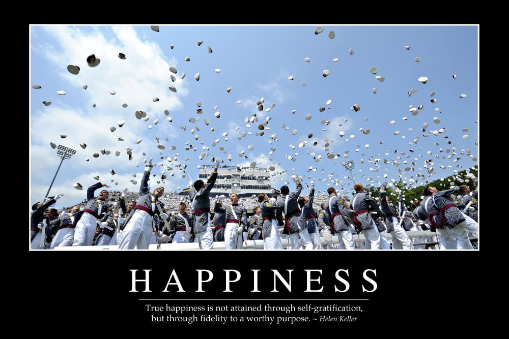 Happiness Inspirational Quote and Motivational Poster Canvas Art - Stocktrek Images (34 x 23)