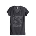 thumbnail image 1 of Happiness Is A Cup Of Coffee And A Good Book Women's Fashion Relaxed V-Neck T-Shirt Tee Charcoal Grey X-Large, 1 of 3