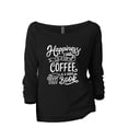 thumbnail image 1 of Happiness Is A Cup Of Coffee And A Good Book Women's Fashion Slouchy 3/4 Sleeves Raglan Lightweight Sweatshirt Black Small, 1 of 3