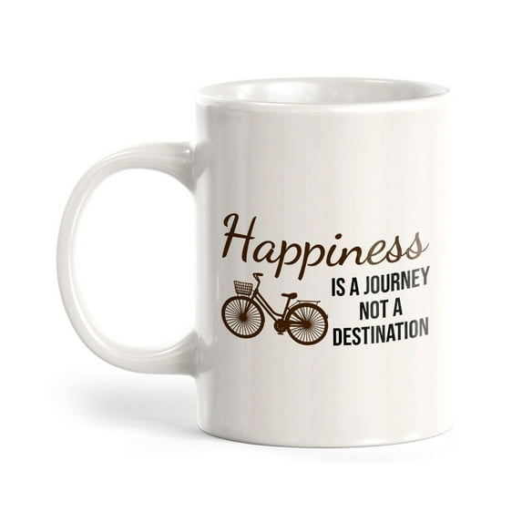 Happiness Is A Journey Not A Destination 11oz Ceramic Coffee Mug | Funny Sporty Cup