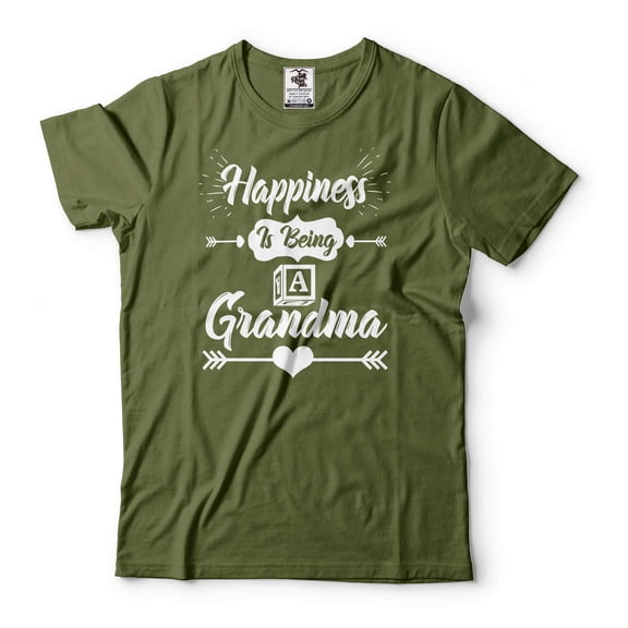 Happiness Is Being A Grandma Shirt Womens Grandma Shirt Grandma Gift Tee Grandma Birthday Tee (Medium Military Green)
