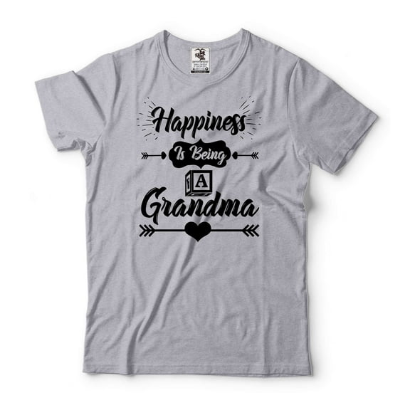 Happiness Is Being A Grandma Shirt Womens Grandma Shirt Grandma Gift Tee Grandma Birthday Tee (Small Grey)