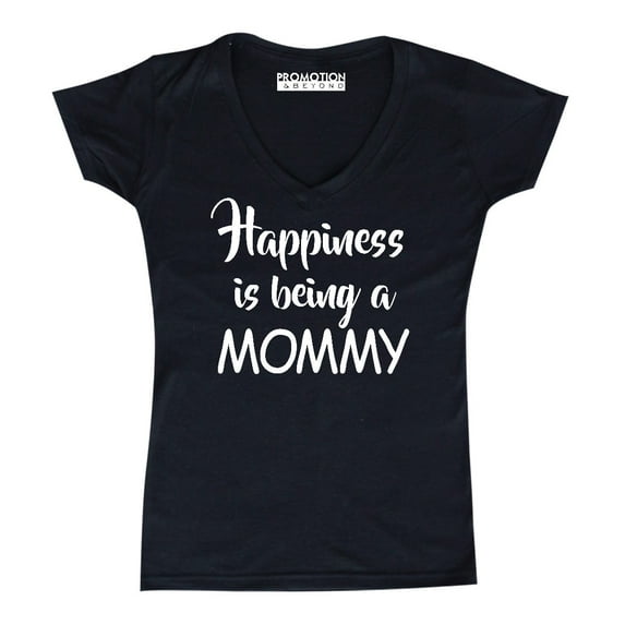 Happiness Is Being A Mommy Women's V-neck, 2XL, Black