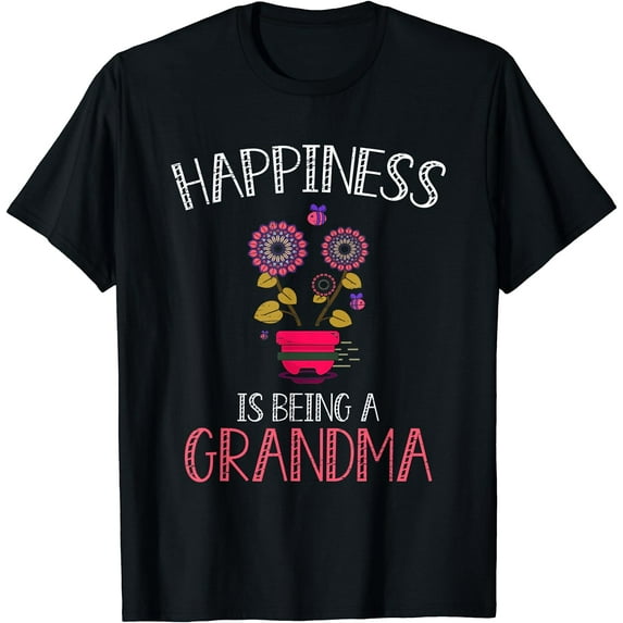 Happiness Is Being Grandma Grandma T-Shirt Black Medium
