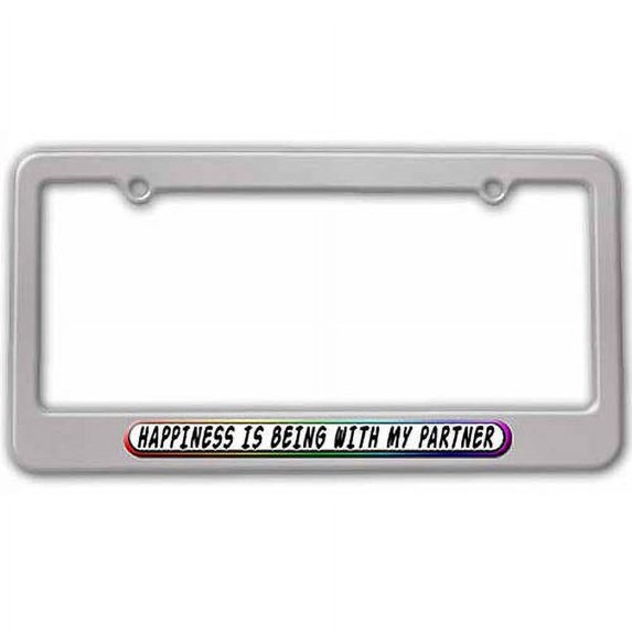 Happiness Is Being With My Partner, Gay Lesbian License Plate Tag Frame, Multiple Colors