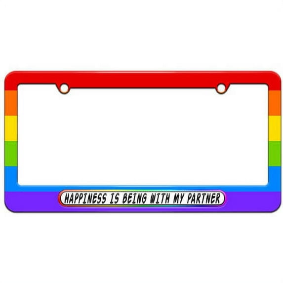 Happiness Is Being With My Partner, Gay Lesbian License Plate Tag Frame, Multiple Colors