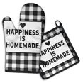 thumbnail image 1 of Happiness Is Homemade Kitchen Oven Mitt and Pot Holder Sets 2 Pcs for Baking, Cooking and Grilling, Heat Resistant Up To 392 °F, 1 of 7