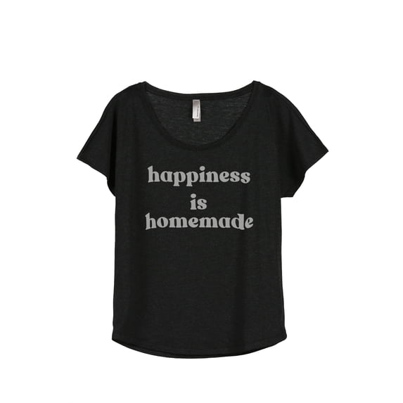 Happiness Is Homemade Women's Fashion Slouchy Dolman T-Shirt Tee Heather Black 3X-Large