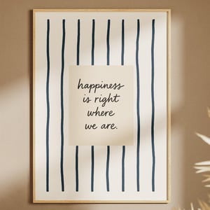Happiness Is Right Where We Are Quote Poster, 8x12 UNFRAMED