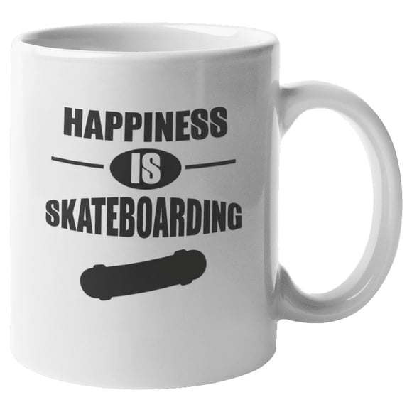 Happiness Is Skateboarding Skating Coffee & Tea Giftable Mug for Skaters (11oz)