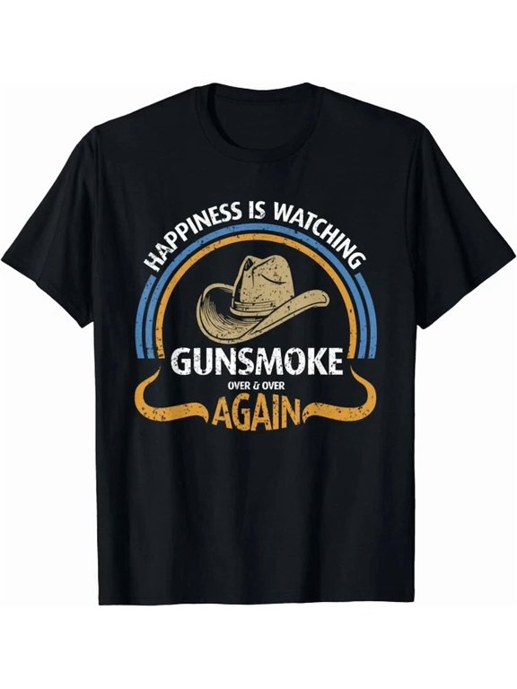 Happiness Is Watching Gunsmoke Over And Again Cowboy Apparel T-Shirt, Size S-5XL