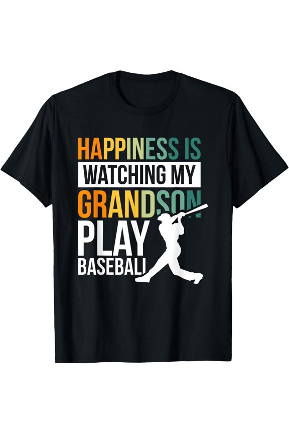 Happiness Is Watching My Grandson Play Baseball T-Shirt, Unisex T-Shirt
