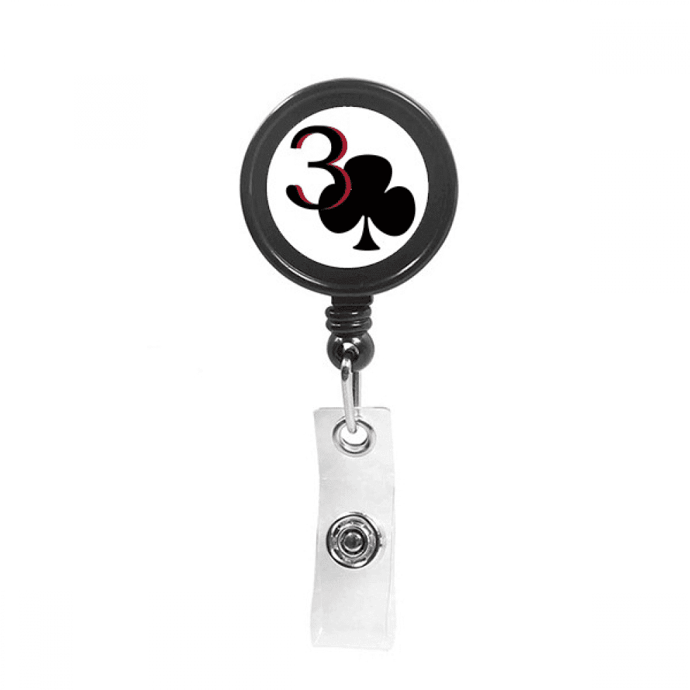Happiness Jupiter Club 3 Poker Retractable Keychain Badge Holder ID Badge