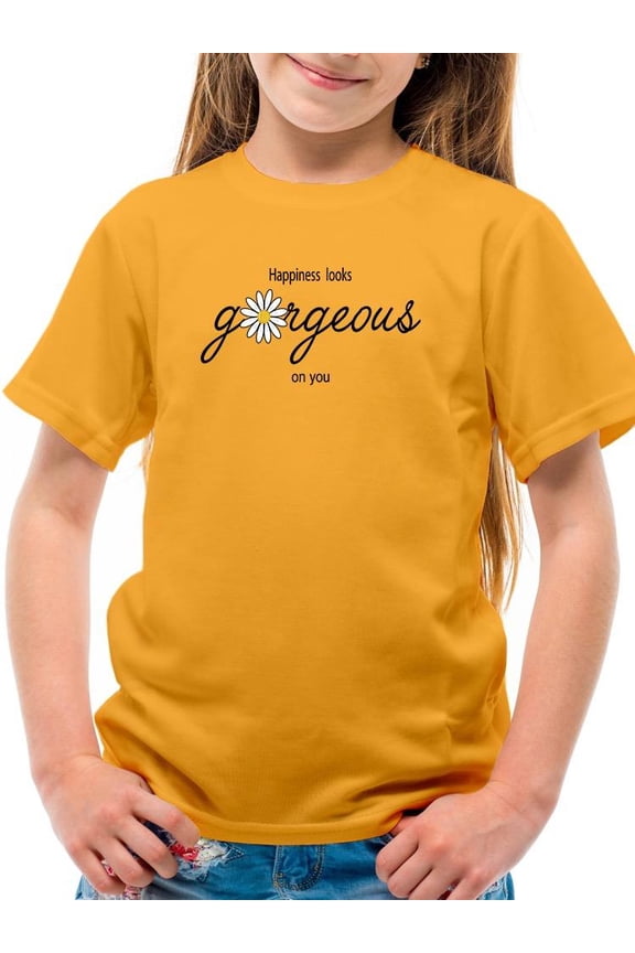 Happiness Looks Gorgeous T-Shirt Juniors -Image by Shutterstock, Medium