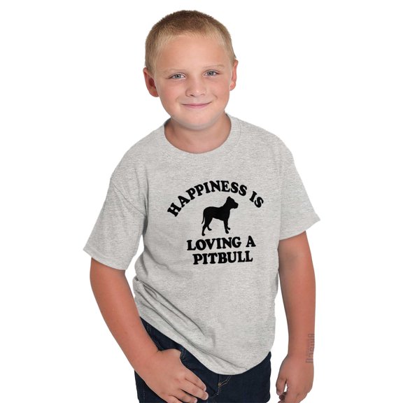 Happiness Loving A Pitbull Rescue Dog Crewneck T Shirts Boy Girl Teen Brisco Brands M