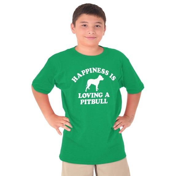 Happiness Loving A Pitbull Rescue Dog Crewneck T Shirts Boy Girl Teen Brisco Brands XS