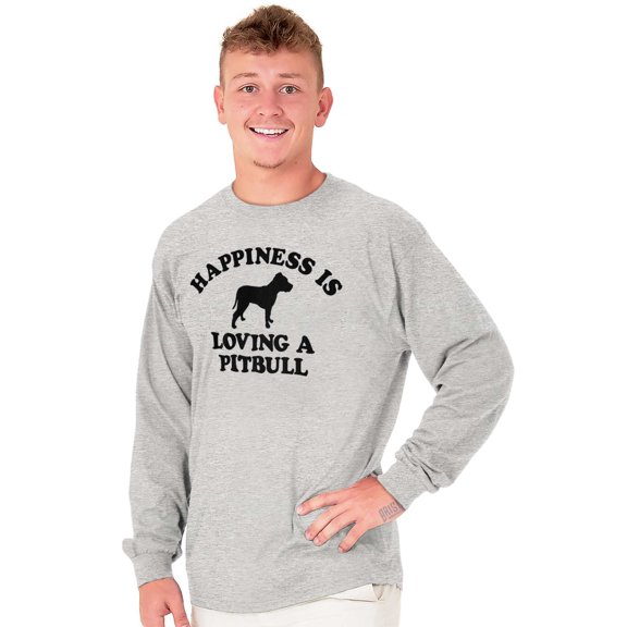 Happiness Loving A Pitbull Rescue Dog Plus Size Long Sleeve Graphic Tee Shirt Brisco Brands 3X