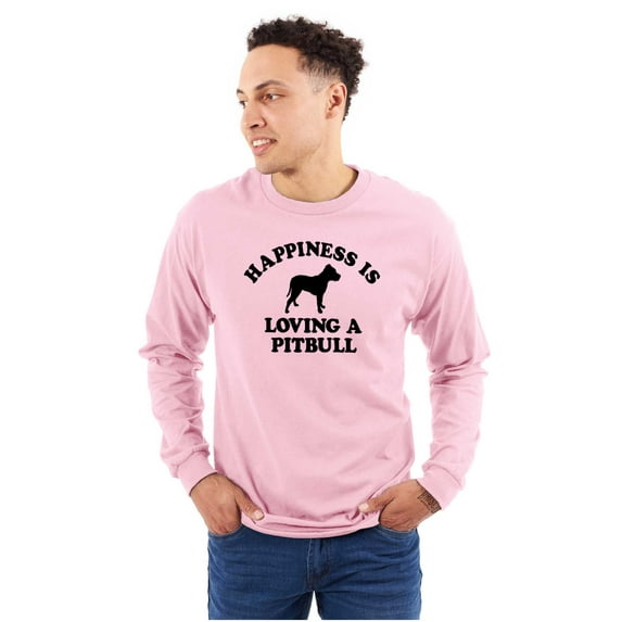 Happiness Loving A Pitbull Rescue Dog Plus Size Long Sleeve Graphic Tee Shirt Brisco Brands 4X