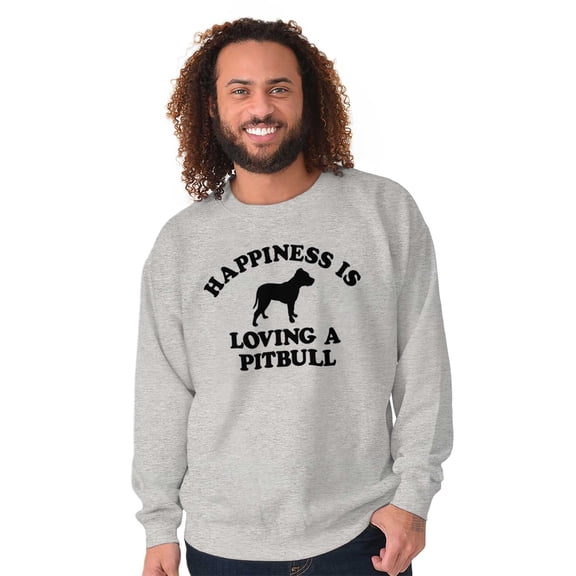 Happiness Loving A Pitbull Rescue Dog Unisex Plus Fleece Graphic Sweatshirt Brisco Brands 3X