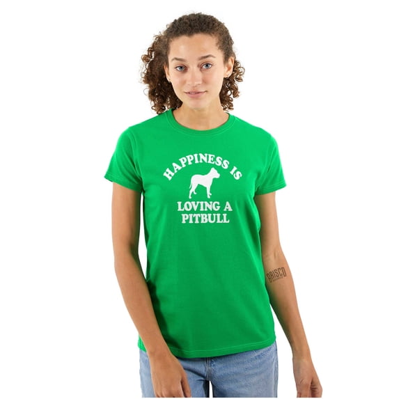 Happiness Loving A Pitbull Rescue Dog Womens Slim Fit Graphic Tee Brisco Brands S