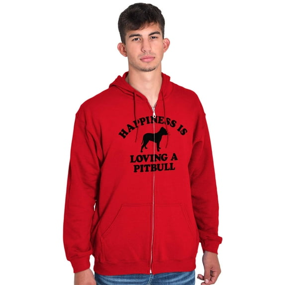 Happiness Loving A Pitbull Rescue Dog Unisex Plus Size Zip Hoodie Brisco Brands 2X