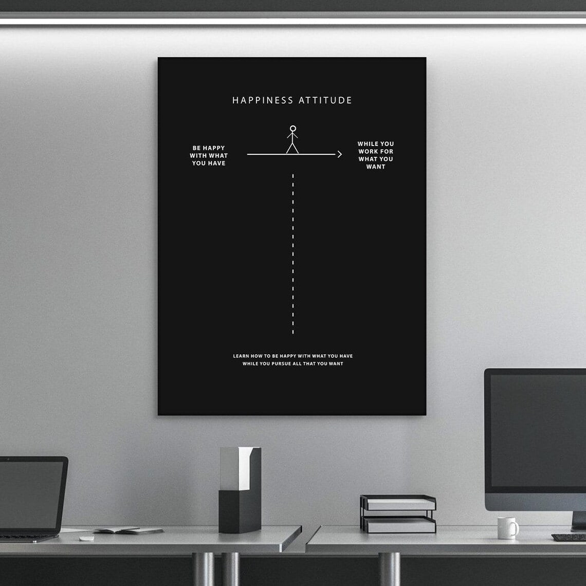 Happiness Minimalist Wall Art Motivational Poster For Office Decor ...