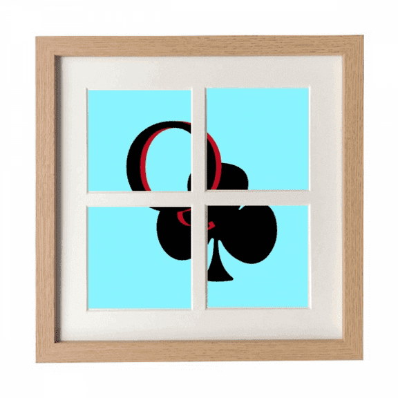 Happiness Queen Club Q Poker Frame Wall Tabletop Display 4 Openings Picture