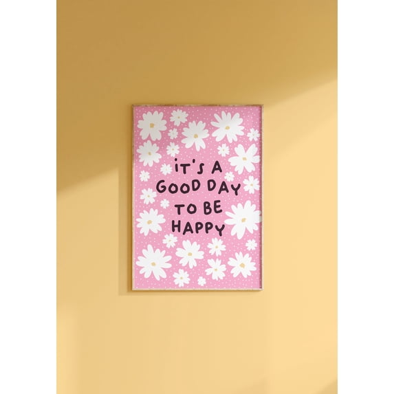Happiness Quote Wall Art Prints, Motivational Happy Inspirational Daisy ...